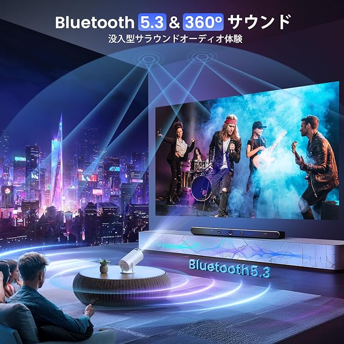【2024最新Android 11搭載&210°回転】OWNKNEW プロジェクター 13000LM 天井投影 1080P WIFI6 自動台形補正 4K対応 Bluetooth5.3 小型 ホームプロジェクター 家庭用 スタンド一体型 内蔵HiFiスピーカー 短距離投影 50%ズーム IOS/Android/パソコン/DVD/PS4/SWITCH等対応 軽量